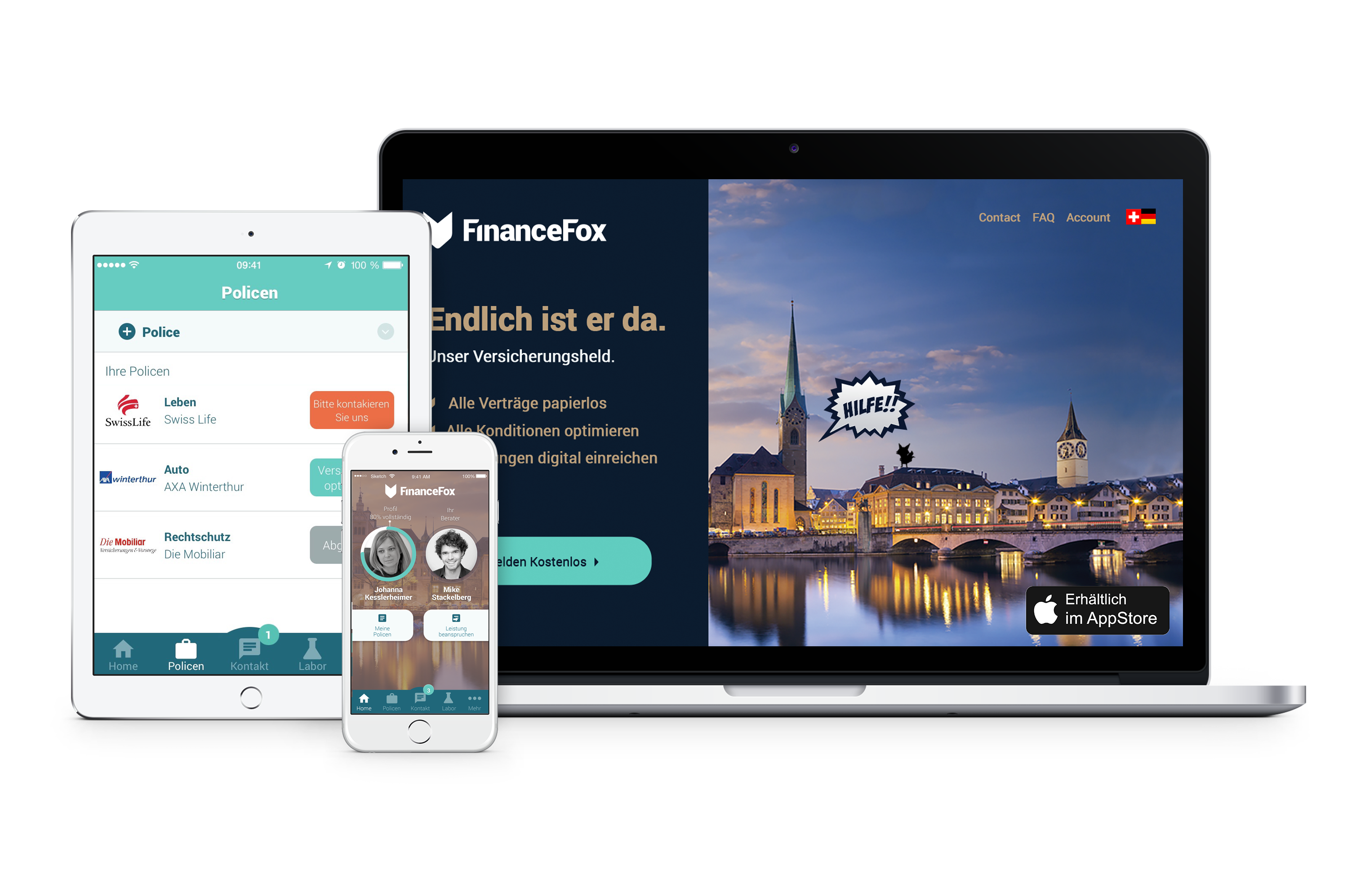 (c) Financefox. Financefox lässt alle Versicherungen über eine App verwalten und kommt bald nach Österreich.