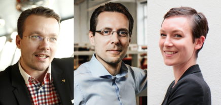 Neues Buchprojekt 100 Startups - Made in Austria: Berthold Baurek-Karlic (l) und Florian Kandler (m) sind die Autoren, Maggie Childs (r) ist die Verlegerin