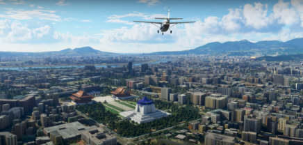 Die Spielegrafik des Microsoft Flight Simulator.