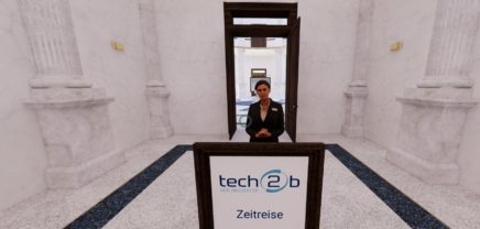 tech2b: Von der virtuellen Lobby aus kann man die Zeitreise antreten