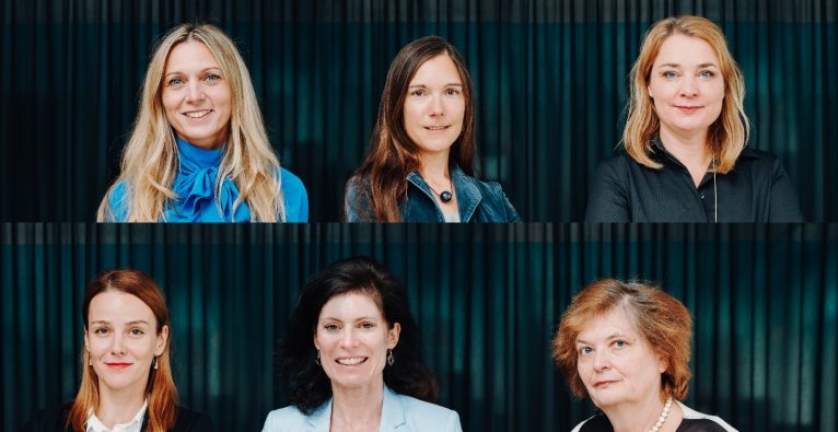 Die WOMENinICT-Gründerinnen (v.l.o.n.r.u.): Gerlinde Macho, Brigitte Rafael, Salomé Wagner, Orsolya Nemeth, Christine Wahlmüller und Bettina Hainschink