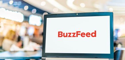 Buzzfeed's logo on a laptop