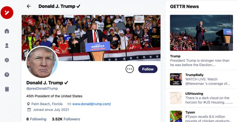 Auf Gettr tauschen sich Trump-Vertraute und -Fans aus © Screenshot/brutkasten