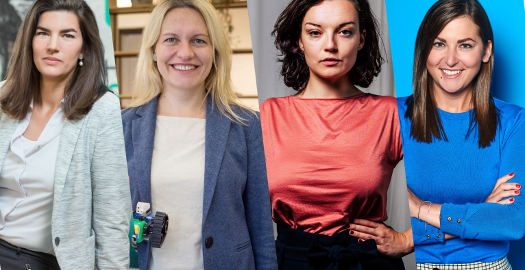 Janice Goodenough, Anna Iarotska, Theresa Imre und Sophie Bolzer gehören zu den bekanntesten Startup-Gründerinnen Österreichs © beigestellt/Montage
