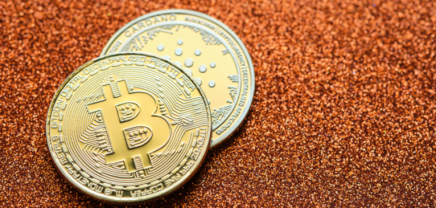Bitcoin und Cardano coins