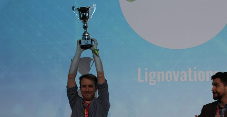 Lignovations CEO Victor Tibo pitcht im November beim Startup World Cup-Finale im Valley | (c) aaia
