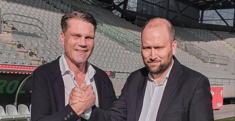 Wacker Innsbruck-Präsident Hannes Rauch und kitzVenture CEO Patrick Landrock