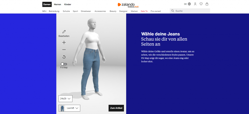 Zalando, virtuelle Umkleidekabine