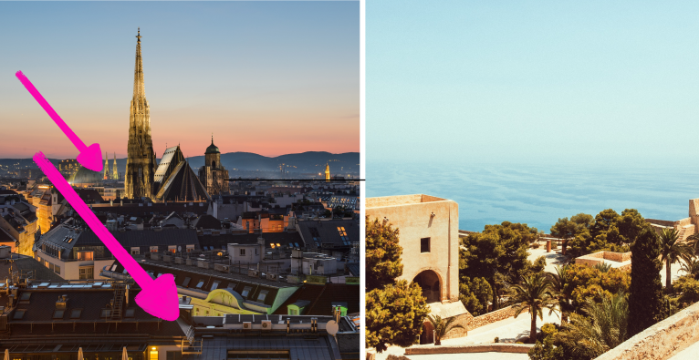 Startups zieht es ans Meer - ins Spanische Málàga. Fotos: (c) Jacek Dylag/Unsplash/Elvis Bekmanis/Unsplash