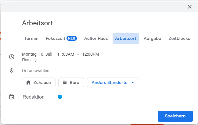 Google-Kalender - so sieht das neue Arbeitsort-Feature aus