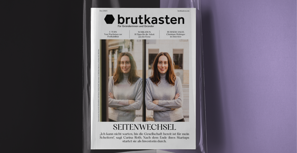 Carina Roth am Cover des neuen brutkasten-Printmagazins