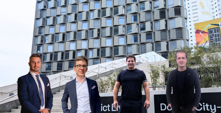 DLT Austria startet neuen Web3-Hub - vlnr. Albert Quehenberger, Jan Kruppa, Ed Prinz und Martin Bechter von DLT Austria | (c) DLT Austria (Collage erstellt von DLT Austria)