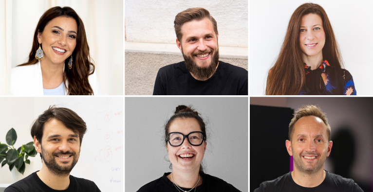 Welche Podcasts sollten Gründer:innen unbedingt hören? Antworten von vlonru.: Mahdis Gharaei, Adrian Zettl, Lorena Skiljan, Bernhard Hauser, Isabella Salzmann und Walter Kreisel | © www.goldenhour.pictures/Florentina Olareanu / AustrianStartups / nobilegroup / prvat / Gleap / brutkasten/Viktoria Waba