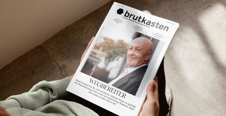 Hansi Hansmann am Cover der brutkasten-Jubiläumsausgabe