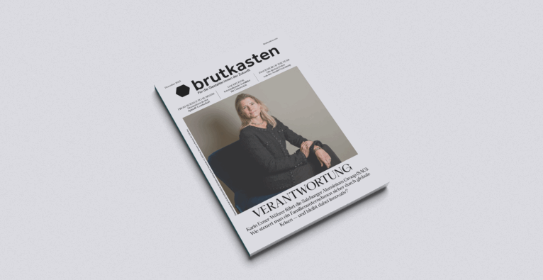 SAG-CEO Karin Exner-Wöhrer am Cover des brutkasten-Printmagazins | Foto: Haris Dervisevic/brutkasten