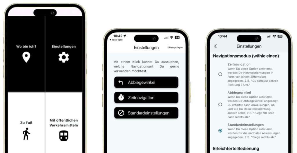 Eine Übersicht einer barrierefreien Navigationsapp