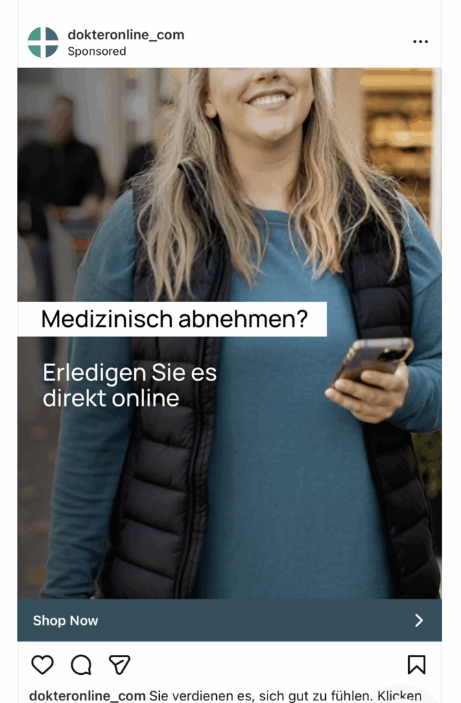 ein Screenshot einer online Werbung